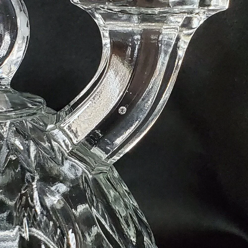 VTG 2 Imperial Glass Diamond Thumbprint Double Candlestick Taper Candle Holders